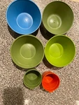 Vintage Nu Maid Butter Bowls Set Of 4 Retro Plastic Cereal And Cups. Fixed Price $25.99.