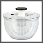 Oxo Plastic Salad Spinner Easy One-hand Use Dishwasher Safe. Fixed Price $25.99.