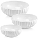 3 Piece Serving Bowls, Ceramic White Nesting Large Salad For Cook.... Fixed Price $39.31.