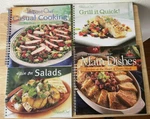 4 Pampered Chef Books-casual Cooking, Grill It Quick, Main Dishes, Spin On Salad. Fixed Price $10.00.