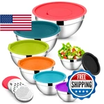 E-far Mixing Bowls With Lids Set, 7-PIECE Stainless Steel 3 Gr. Fixed Price $52.85.