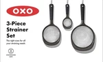 Oxo Good Grips 3-PIECE Black Strainer Set. Fixed Price $29.99.