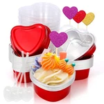 30-SET Heart Shaped Mini Cake Pans W/ Lids, Spoons & Toppers Valentine's Day B. Fixed Price $47.97.
