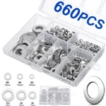 304 Stainless Steel Washers Flat Assortment Set Value KIT,660 Pieces Usa. Fixed Price $10.57.