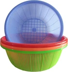 4 Pcs Large Plastic Wash Basket Round Perforated Blue Green Red Orange. Fixed Price $57.11.
