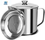 Stainless Steel Bacon Grease Container With Strainer Oil Storage Can. Fixed Price $13.55.