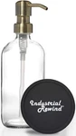 Clear Glass Soap Dispenser With Brass Metal Pump And Non Slip Coaster 16OZ Refil. Fixed Price $17.03.