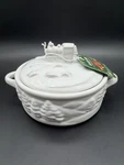 Wild Eye Design Ceramic Brie Baker Dish W/lid Winter Holiday Train Serving Bowl. Fixed Price $13.96.