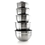 Megachef 5 Piece Multipurpose Non Slip Stackable Mixing Bowl Set With Lids. Fixed Price $48.99.