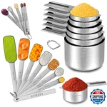 Minteem 20PC Stainless Steel Measuring Cups & Spoons Set W/ Leveler, Nesting. Fixed Price $45.59.