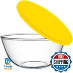 Cgnweeps 4.7QT Large Glass Mixing Bowl With Yellow Lid, Big Salad. Fixed Price $53.84.