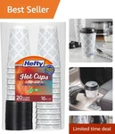 Elegant 16OZ Disposable Hot Cups With Lids, 20 Count Eco-friendly Design. Fixed Price $14.24.