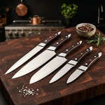 Custom 5PC Kitchen Knife Set Handmade Rosewood Mosaic Pin Professional Chef Gift. Fixed Price $93.48.