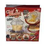 Telebrands Chef Basket Deluxe 12-IN-1 Folding Steel Colander, Dishwasher Safe. Fixed Price $9.99.