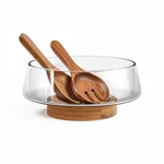 Kiteiscat Extra Glass Salad Bowl Set - Party Large, Clear, Wood. Fixed Price $83.53.
