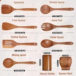9 Piece Teak Wooden Kitchen Utensils Set With Spoon Rest Comfort Grip Holder. Fixed Price $48.99.