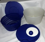 Tupperware Save 4 Pc Blue White Salad Spinner (3779) W/bowl Lid 3092. Fixed Price $15.00.