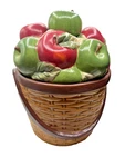 Vintage Sakura David Carter Ceramic Apple Fruit Basket Cookie Jar. Fixed Price $50.99.