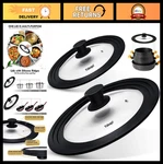 Universal Pot & Pan Lids Set - Fits 7" To 12" Cookware, Tempered Glass, Silicone. Fixed Price $61.99.