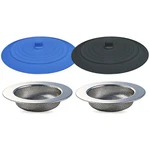 Seatery 4PCS Kitchen Sink Strainers Stoppers, Blue&black&silver. Fixed Price $21.32.