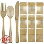 75PC Gold Disposable Silverware Set Forks Knives Spoons Party Utensils. Fixed Price $20.00.