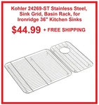 Kohler 24269-ST Stainless Steel Sink Grid Basin Rack Ironridge 36" Kitchen. Fixed Price $44.99.