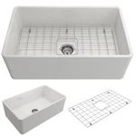Bocchi Classico Farmhouse Apron Front Fireclay 30 In. Single Bowl Kitchen Sink. Fixed Price $548.07.