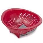 Home Basics Colander Bowl With Slide Open Bottom, Red. Fixed Price $19.95.