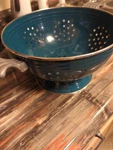 Vintage Fiesta Ware Large Colander Strainer Enamel Homer Laughlin Juniper. Fixed Price $51.12.