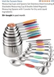 New Tureen Measuring Cups And Spoons Set Stainless Steel Colors. Fixed Price $32.99.