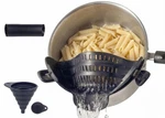 3 Pcs Black Clip Silicone Pasta Strainer Universal Pot Colander Funnel. Fixed Price $15.45.