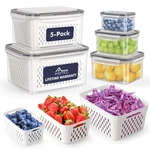 Food Storage Containers 5 Pack Large Fruit Fridge Leak Proof Hotec. Fixed Price $35.99.