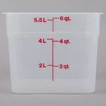 Cambro 6SFSPP190 Camsquare Storage Container, Translucent, Qt. With Red Lid. Fixed Price $11.85.