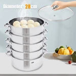 5 Tier Stainless Steel Steamer Cook Pot Vegetable Tool Food + Glass Lid. Fixed Price $49.03.