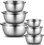 Enther Mixing Bowls - Set Of 6 Stainless Steel Piece, Silver. Fixed Price $65.24.