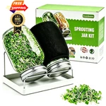 Boombamo Premium Sprouting Jar Kit, 2PACK Wide Mouth Mason 32 Ounces, Green. Fixed Price $57.99.