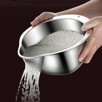 Stainless Steel Rice Vegetable Washing Basket Strainer Drain Bowl Kitchen Tool. Fixed Price $16.99.