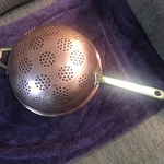 Vintage Cobrecopper Colander With Brass Handles Used Made Chili. Fixed Price $55.00.