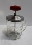 Vintage Hazel Atlas Androck Nut Food Chopper With Red Handle Glass Measuring Cup. Fixed Price $18.00.