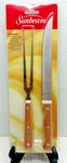 Sunbeam Carving Set Meat Fork & 7.75" Knife Blade Wood Handles Grilling Nip. Fixed Price $9.97.