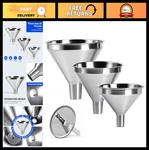 4-PIECE Stainless Steel Funnel Set With Strainer 3 Sizes For Liquids, Oils &. Fixed Price $38.99.