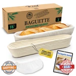 15 Inch Baguette Proofing Basket Set 2 With Cotton Liners & Recipe. Fixed Price $67.49.