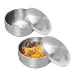 Aynaxcol Stainless Steel Rice Bowl With Lid, Set 11.5CM-13CM, Silver. Fixed Price $26.05.