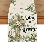 Cross Olive Leaves Spring Table Runner,seasonal Summer Easter Kitchen Dining. Fixed Price $6.95.
