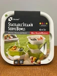 Richell Stackable Steam Serve Bowls Colanders 6PC Set New. Fixed Price $14.75.