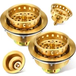 Pcs Kitchen Sink Strainer 3-1/2 Inch Gold Stainless Steel Drainer Ass.... Fixed Price $44.47.