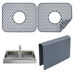3PCS Grey Kitchen Sink Mats And Saddle Set 13.38X11.4INCH Non-slip Heat. Fixed Price $27.17.