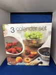 Miu 18/8 Stainless Steel 3-PIECE Colander Set W/ Handles, Silver. Fixed Price $37.50.