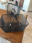 Farmers Market Baskets, Coated Black Metal Wire Mesh Design, Foldable Handle. Fixed Price $19.00.