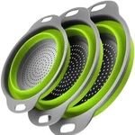 Basket Collapsible Colander Set Of 3 Round Silicone Kitchen Strainer. Fixed Price $22.99.